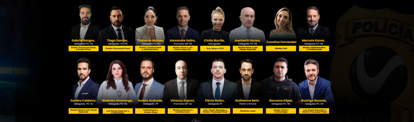 Professores e Disciplinas - Carreiras Delegado 2026